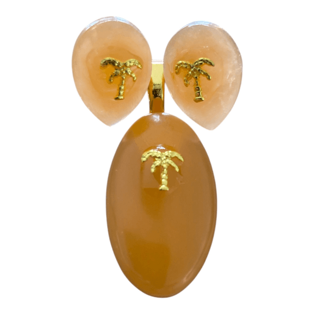 Pendentif et boucles d’oreille en résine orange 